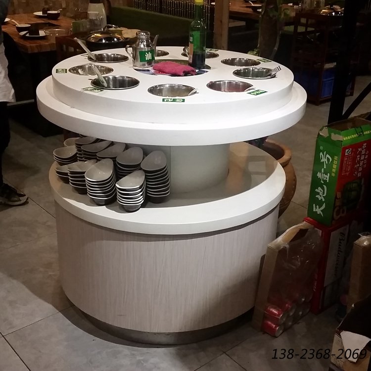 火鍋醬料臺，圓形調(diào)料臺，大理石醬料臺